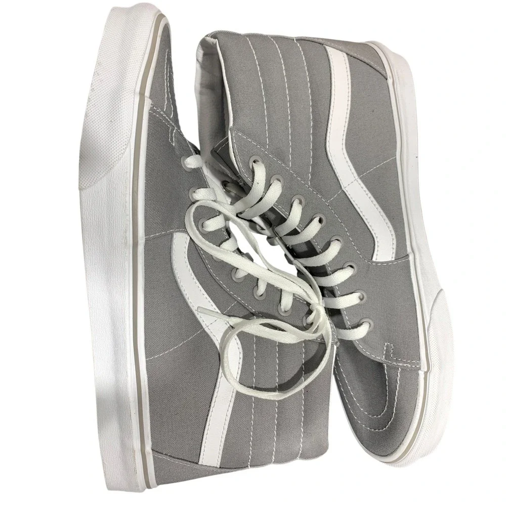 Vans Sk8-Hi High Top Sneakers Frost Grey White Canvas Skate Shoes Mens 12